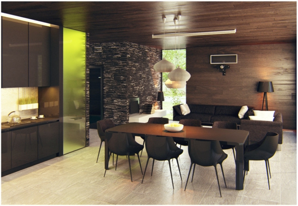 prächtig modern Wohnzimmer Design braun esstisch stuhl leuchter