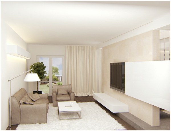 prächtig modern Wohnzimmer Design lampe couch sofa pelzteppich weiß