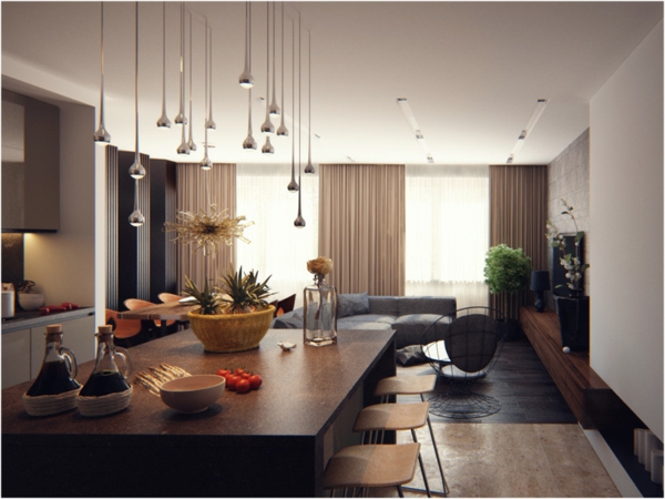 prächtig modern Wohnzimmer Design leuchter kücheninsel barhocker