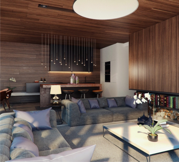 prächtig modern Wohnzimmer Design leuchter tisch couch kücheninsel