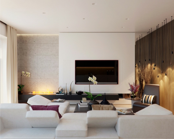 prächtig modern Wohnzimmer Designs weiß couch vase tisch feuerstelle