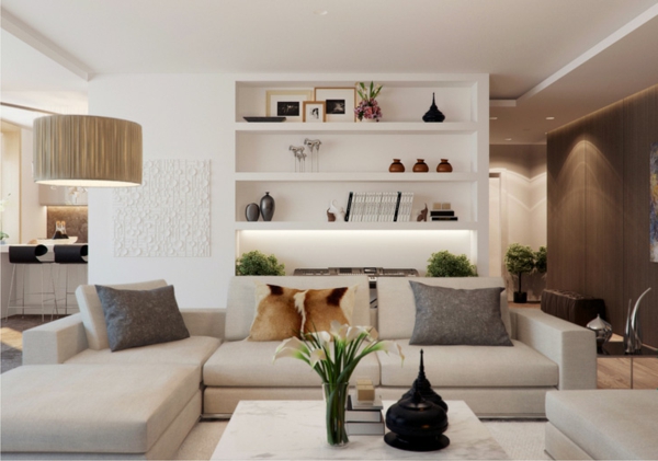 prächtige moderne Wohnzimmer Designs couch tisch regale
