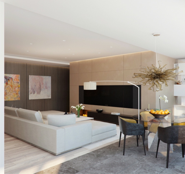 prächtige moderne Wohnzimmer Designs couch weiß glastisch stuhl bild lampe