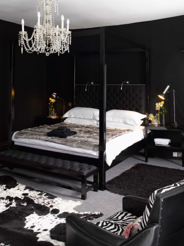 reizende Schlafzimmer Designs schwarz kronleuchter bett