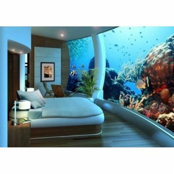 wunderschöne Schlafzimmer Aussicht Strand aquarium