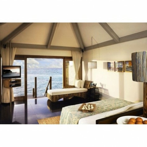wunderschön Schlafzimmer Aussicht Strand tisch meer
