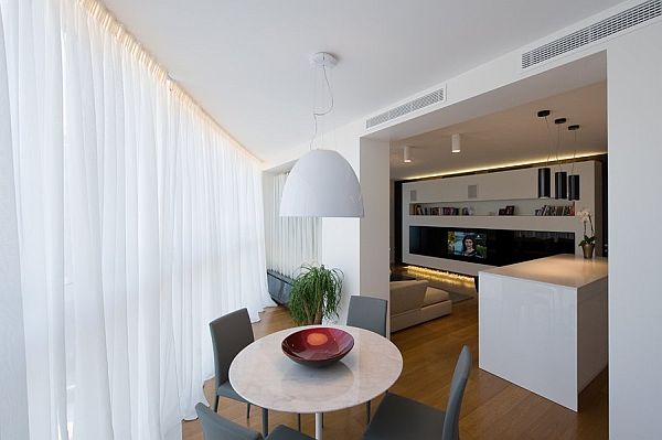 zeitgenössisch elegant Apartment Moskau tisch grau stuhl