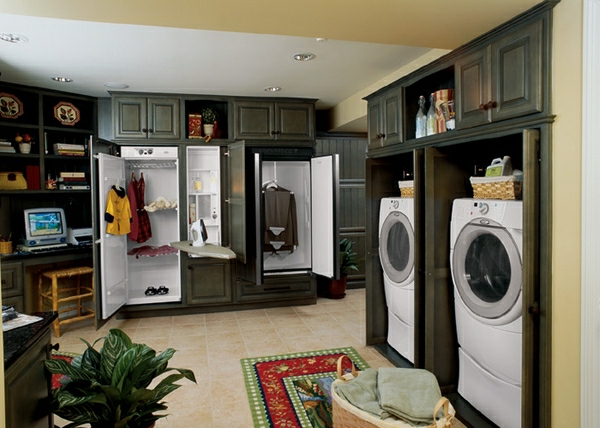 zeitgenössische  Wäschereiräume waschmaschine kleider super smart