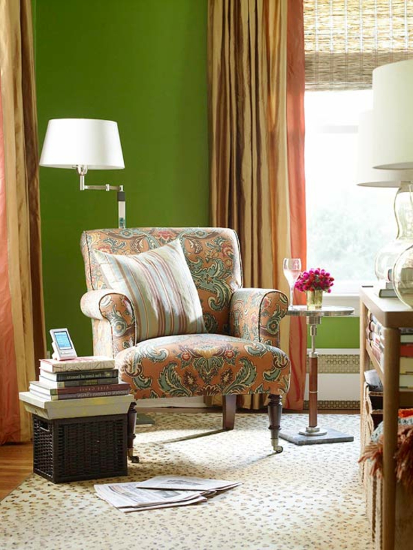 Auswahl der Farbe sofa gemustert lampe grün