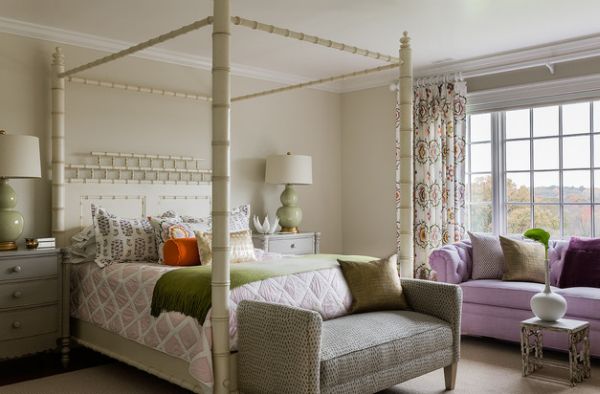 Himmelbett Design bettbank lila couch