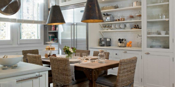 Ideen für Küchendesigns tisch stuhl leuchter schränke regale
