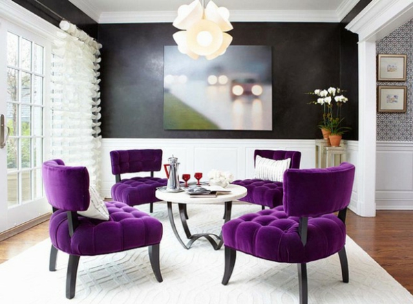 Interior Farben lila sofa tisch leuchter