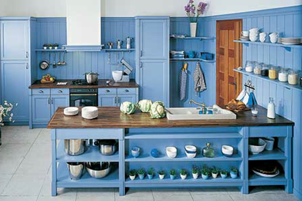 Küchen Designs blau kücheninsel schränke teller