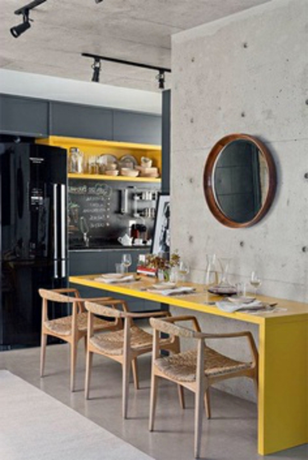 Küchen Designs gelb tisch stuhl
