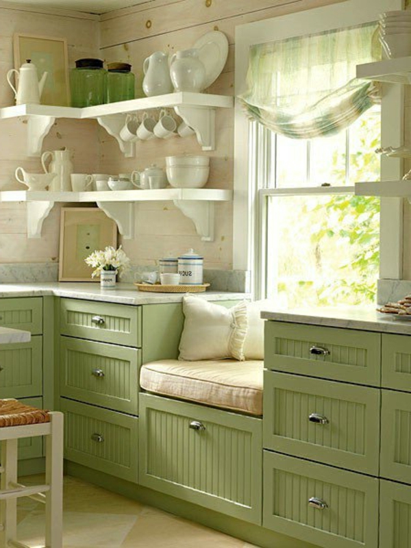Küchen Designs grün schrank regale holz
