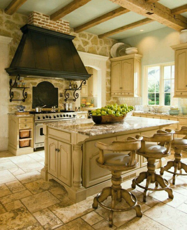 Küchen Designs klassisch barhocker kücheninsel kochherd marmor