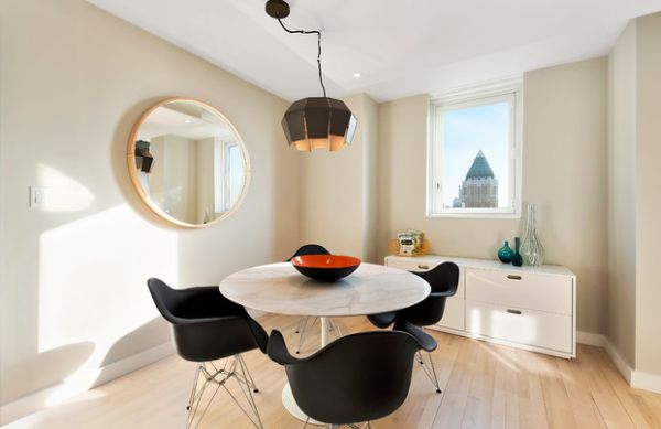 Möbeldesign Ideen tulpentisch stuhl schwarz leuchter
