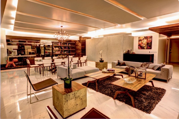 private Residenz Mexiko holz tisch couch wohnzimmer