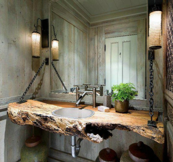 rustikale Badezimmer waschbecken stein