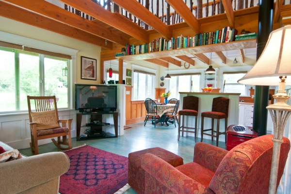 unterschiedliche Cottage sofa orange stuhl holz regale