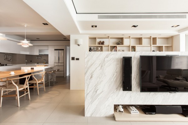 Apartment cool Design hellen dunklen Nuancen marmor fernseher tisch
