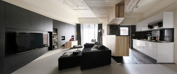 Apartment Design hellen dunklen Nuancen wohnzimmer couch küche