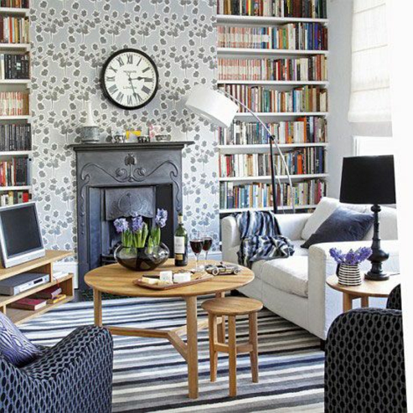 Bücher dekorieren wunderbar Ihre Wohnung kamin tisch couch regale
