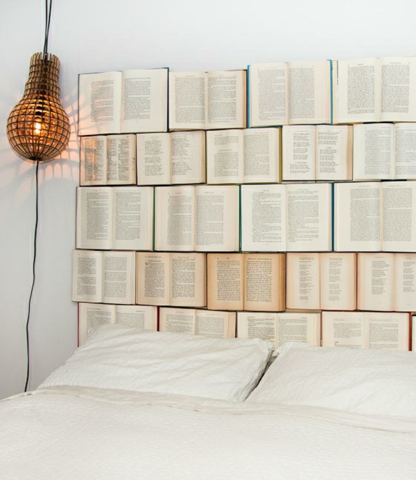 Bücher dekorieren wunderbar Wohnung bettkopfteil leuchter bett
