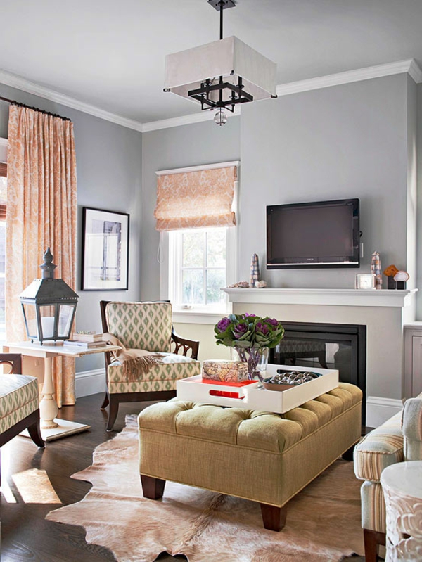 tolle interior Farben wohnzimmer sofa leuchter grau
