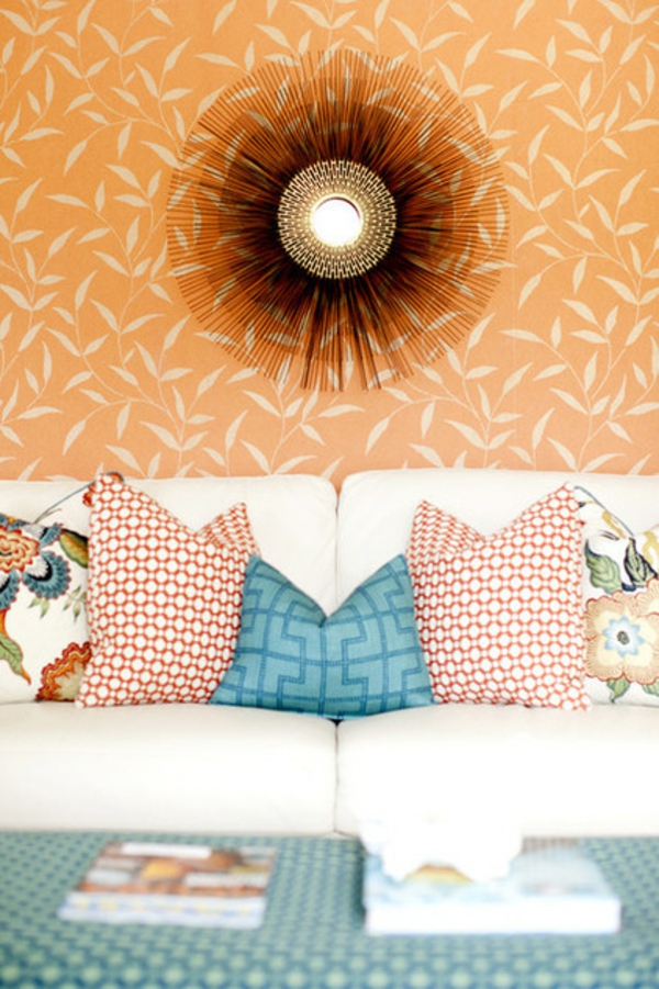 Fashion Week Trends Hausgestaltung orange kissen weiß couch