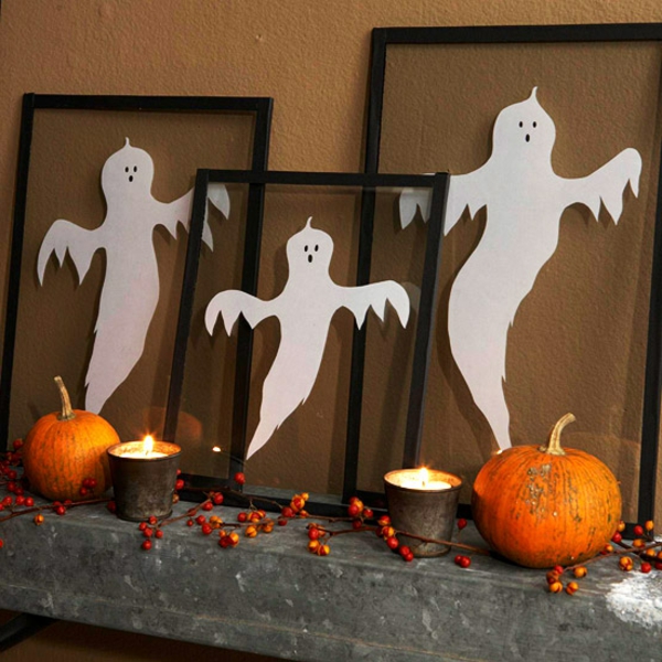 Geister Erzeugnisse für Halloween bild glas kürbisse kerzen