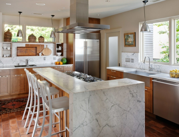 Haus Washington See marmor kücheninsel barhocker duftabzug küche
