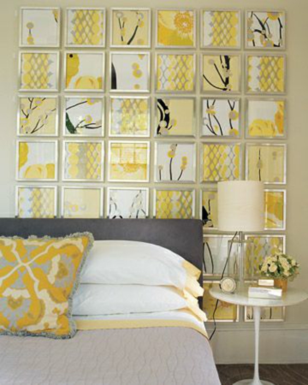 Herrliche Schlafzimmer Designs gelb bett bild nachttisch