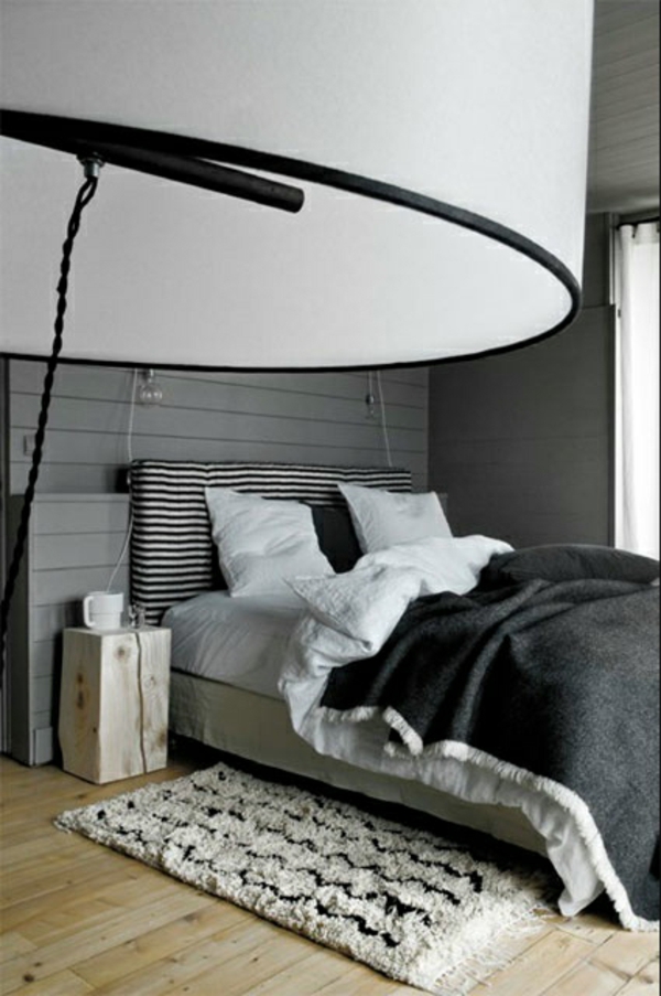 Herrliche Schlafzimmer Designs grau bett bettwäsche teppich