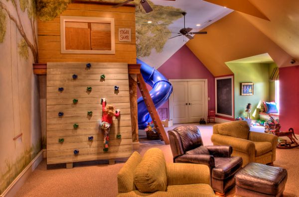 Kinder Spielraum holz klettern spielhaus sofa