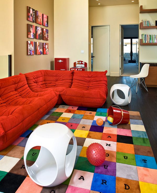 Kinder Spielraum teppich buchstaben stuhl rot couch