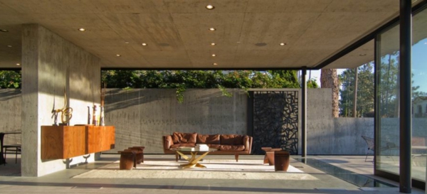 Luxuriöse Residenz Kalifornien braun couch leder tisch