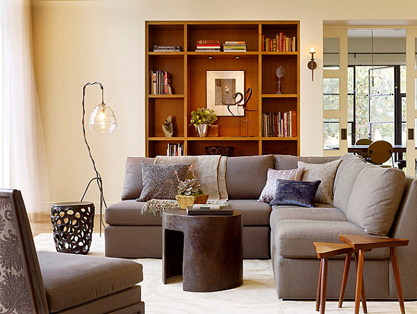Moderne tolle Lampen braun couch tisch regale