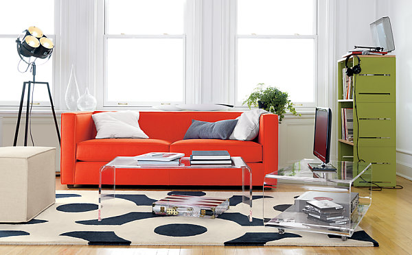 Moderne tolle Lampen glastisch rot couch teppich