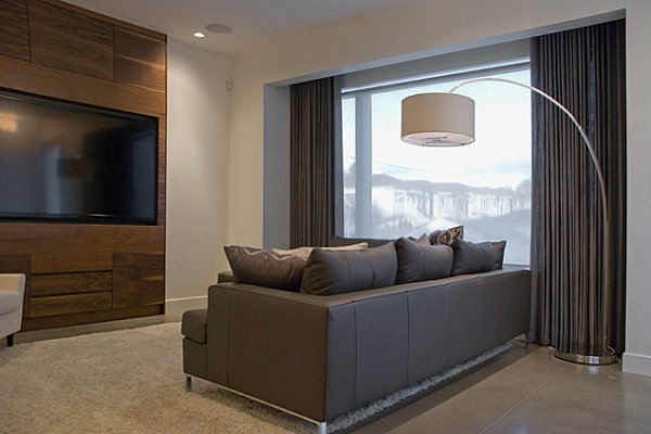 Moderne tolle Lampen grau wohnzimmer stehlampe fernseher braun