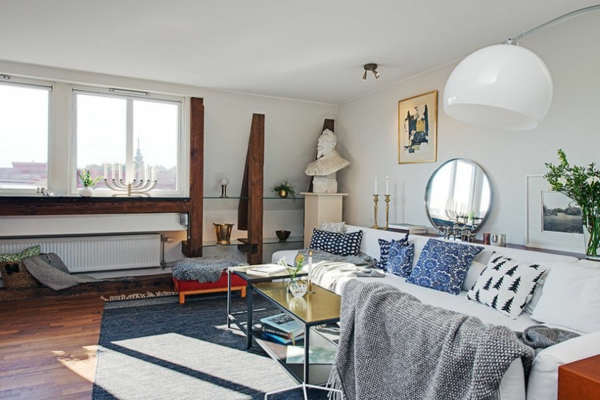 Prächtiges Apartment skandinavischen Stil couch wohnzimmer tisch