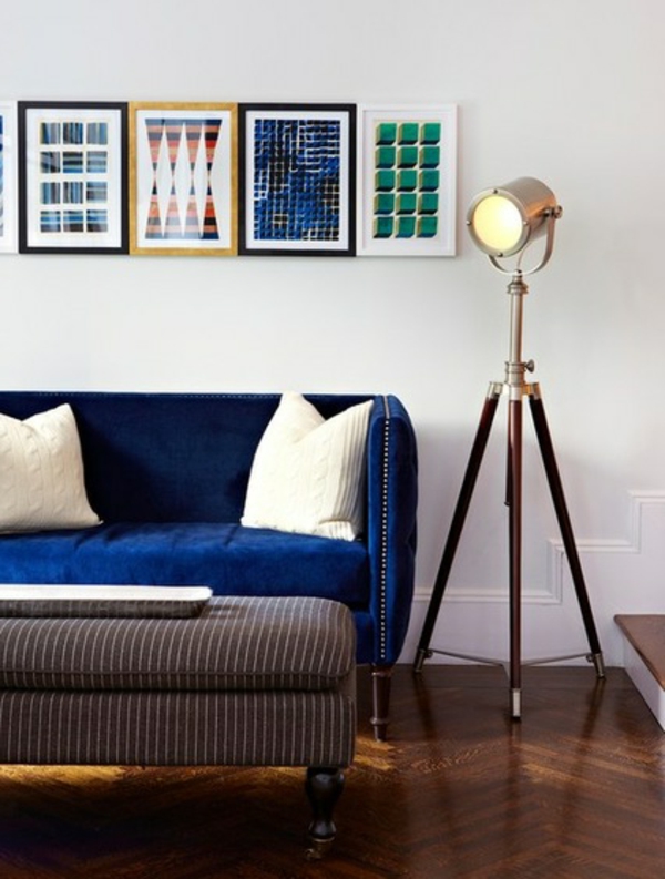 Schaffen Kunst zu Hause blau couch lampe bild