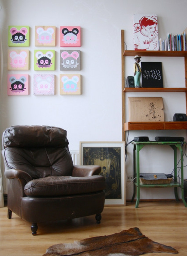 Schaffen Sie Kunst zu Hause leder sofa bild sessel regale