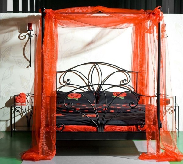 Traumhaft Schmiedeeisen  Möbel baldachin rot bettwäsche Schlafzimmer
