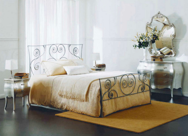 Traumhaft Schmiedeeisen Schlafzimmer Möbel gelb teppich bett nachttisch