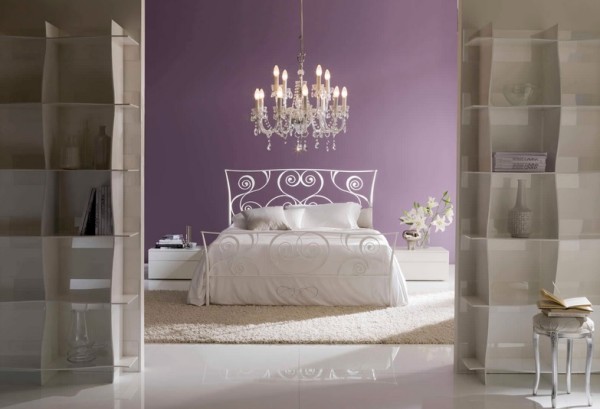 Traumhaft Schmiedeeisen Schlafzimmer Möbel lila kronleuchter regale bett