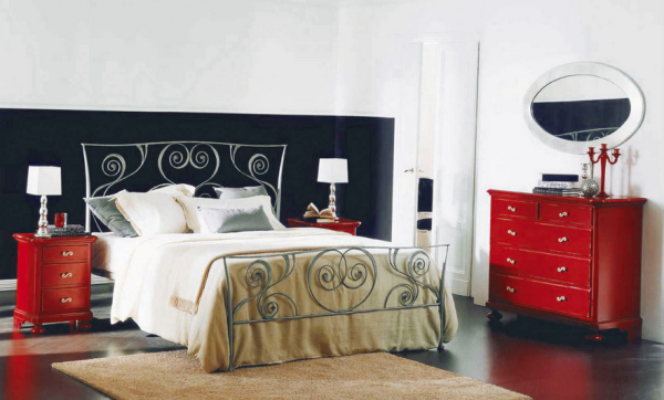 Traumhaft Schmiedeeisen  Möbel rot schrank nachttisch bett Schlafzimmer