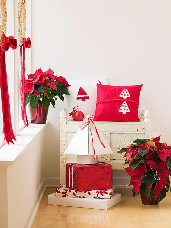 Weihnachten Erzeugnisse kissen weiß rot geschenke