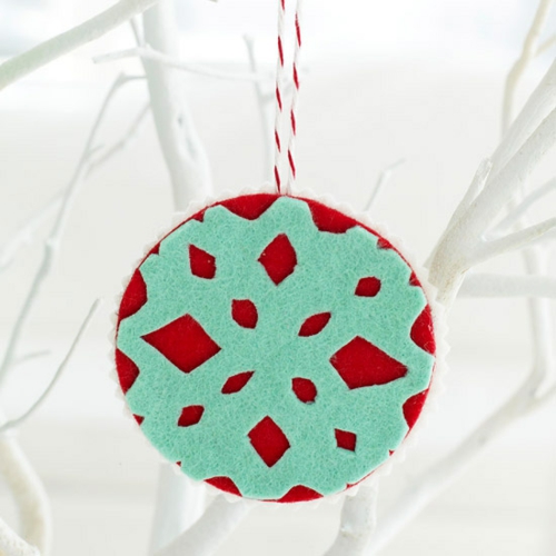 Weihnachten Filz Ornamente grün rot kreis schneeflocke