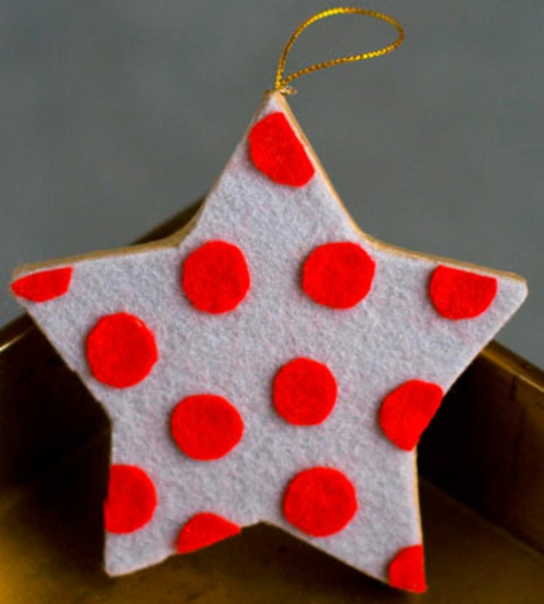Weihnachten Filz Ornamente stern rot punkte
